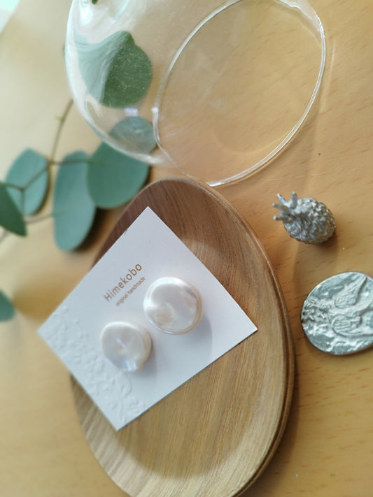 バロックパール 16mm シルバーピアス - Himekobo