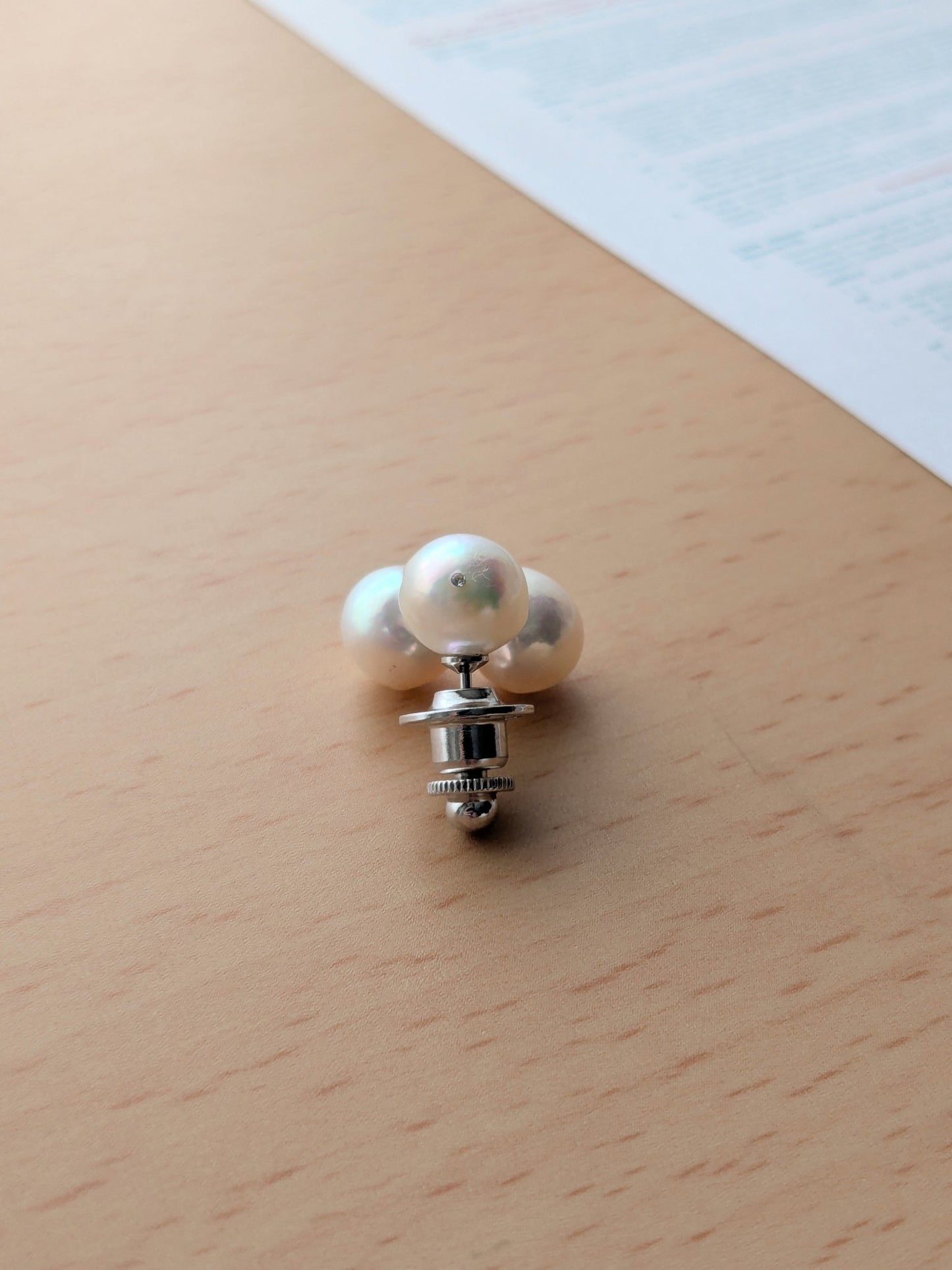 Akoya Pearl Trio Pin Brooch - Himekobo