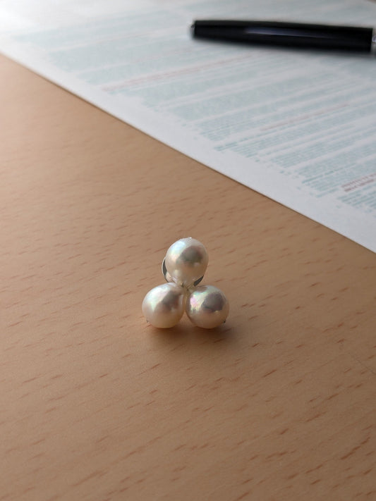 Akoya Pearl Trio Pin Brooch - Himekobo
