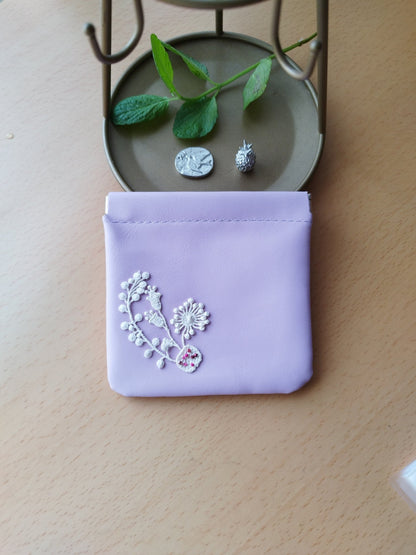 Floral Stitch Pouch - lavender - Himekobo